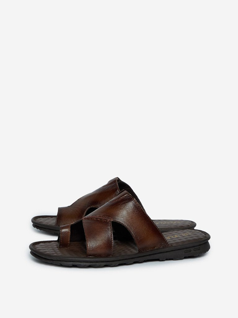 SOLEPLAY Dark Brown Faux-Leather Sandals