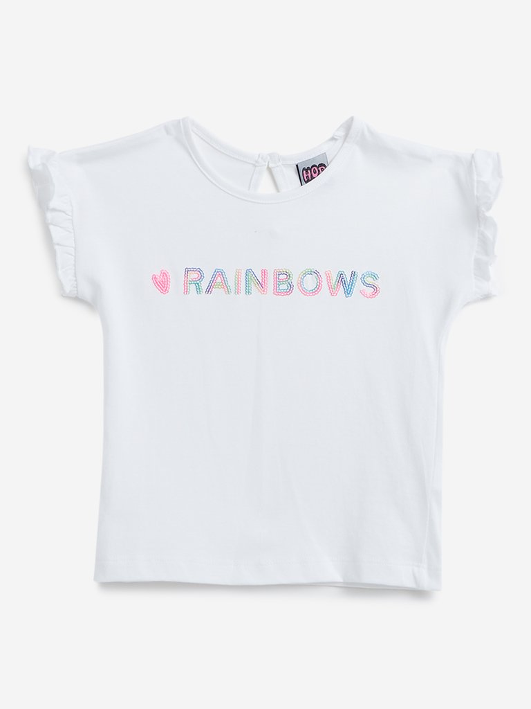 HOP Kids White Sequinned T-Shirt