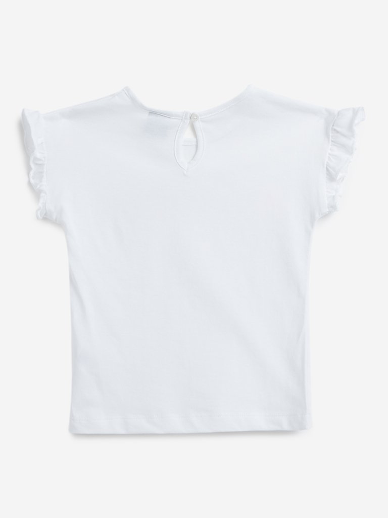 HOP Kids White Sequinned T-Shirt