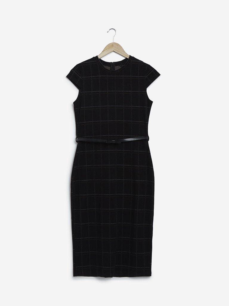 Wardrobe Black Checked Sam Dress With Belt
