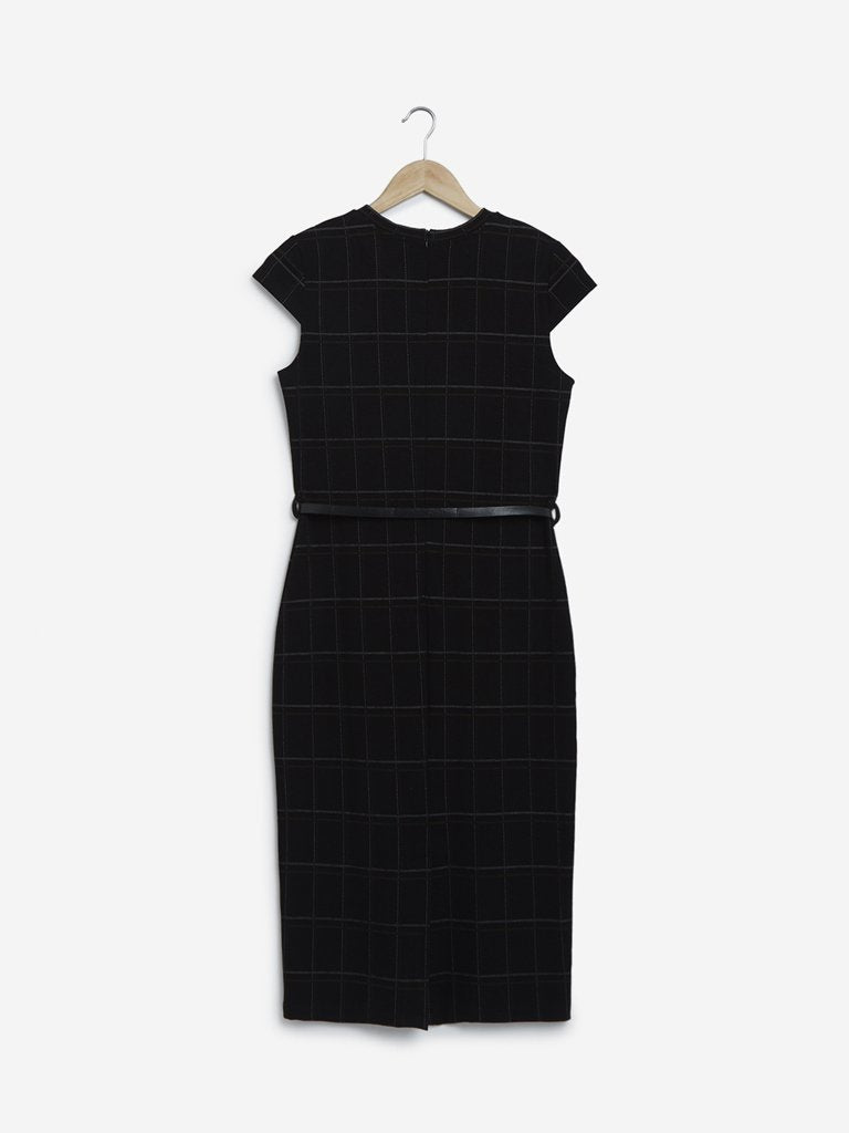Wardrobe Black Checked Sam Dress With Belt
