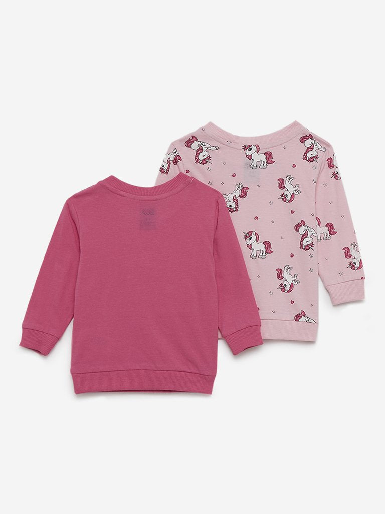 Baby HOP Pink Unicorn Sweatshirts Set of Two