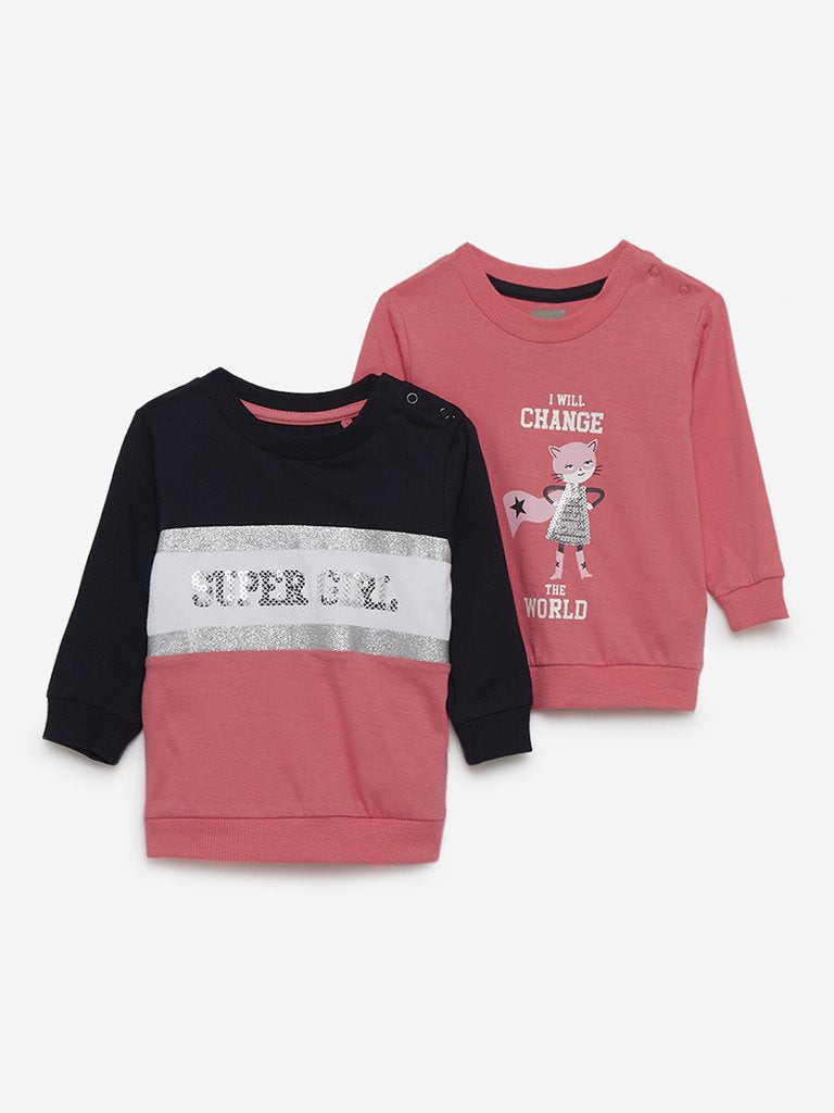 Baby HOP Peach Sequin Sweatshirt Set of Two
