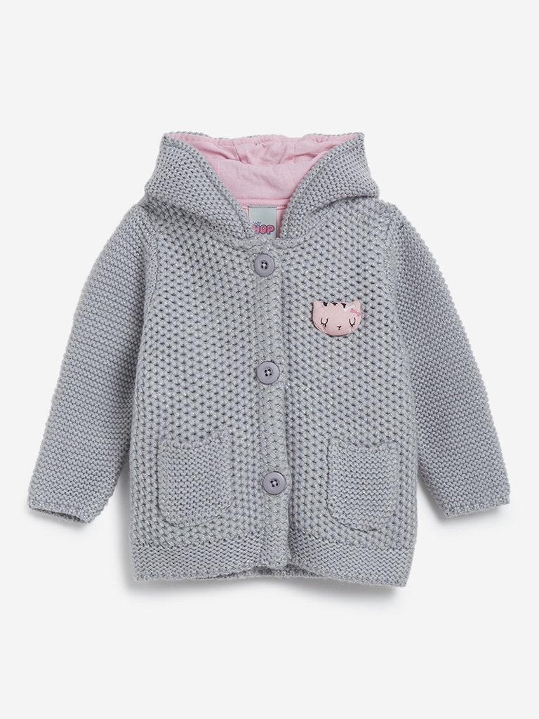 Baby HOP Grey Knitted Hooded Sweater
