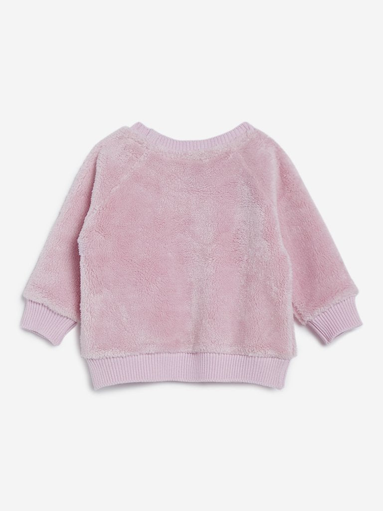 Baby HOP Light Pink Unicorn Patterned Sweatshirt