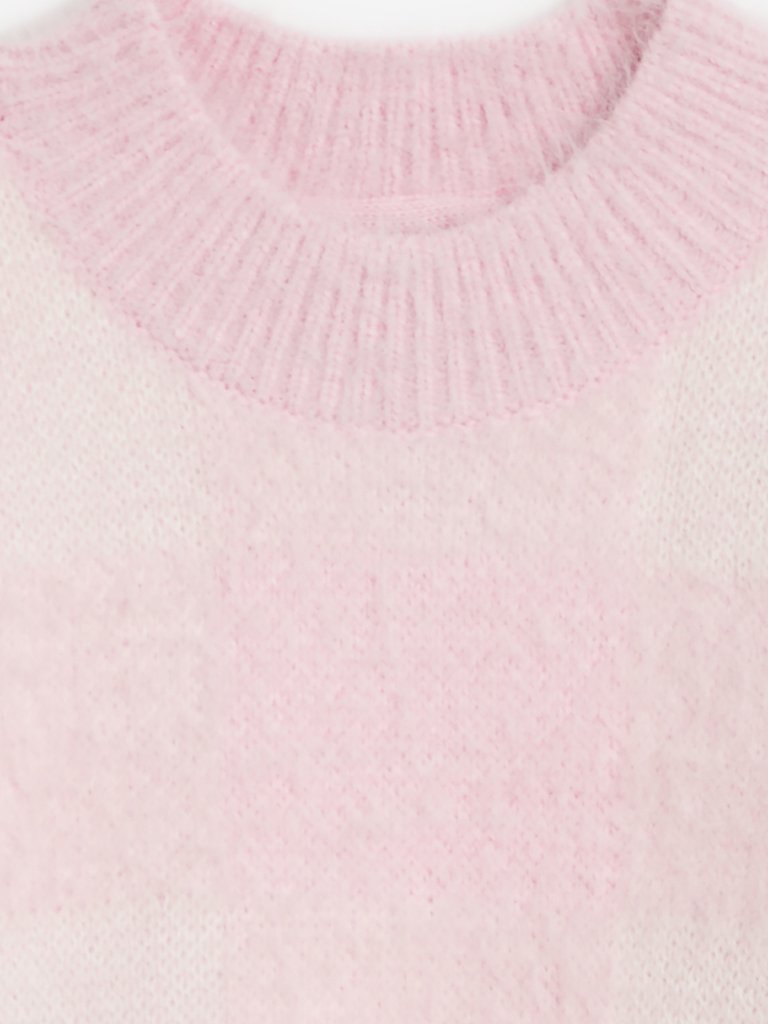 HOP Kids Light Pink Checkered Sweater