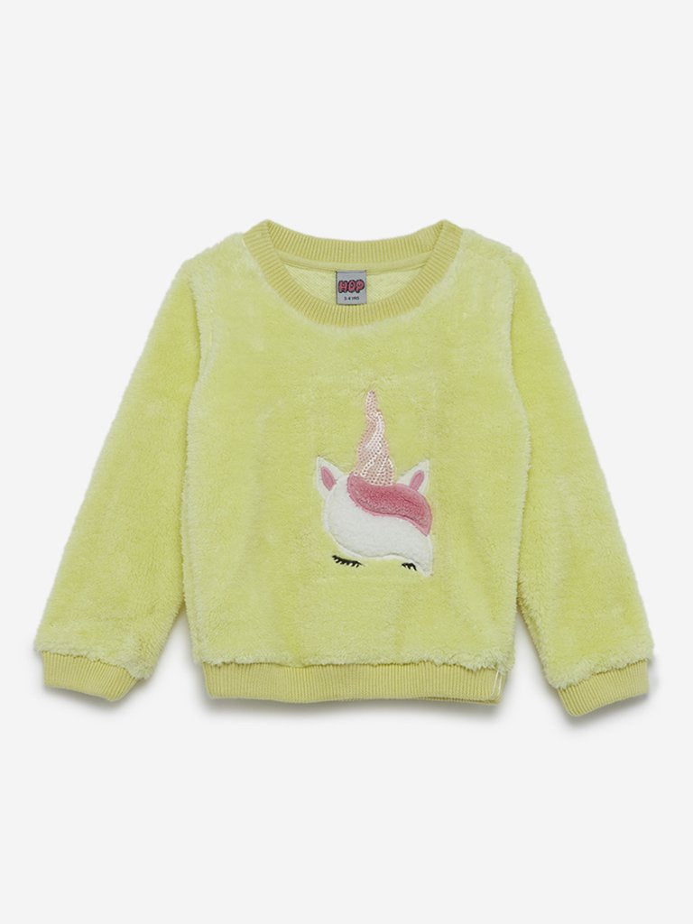 HOP Kids Yellow Faux Fur Pattern Sweatshirt
