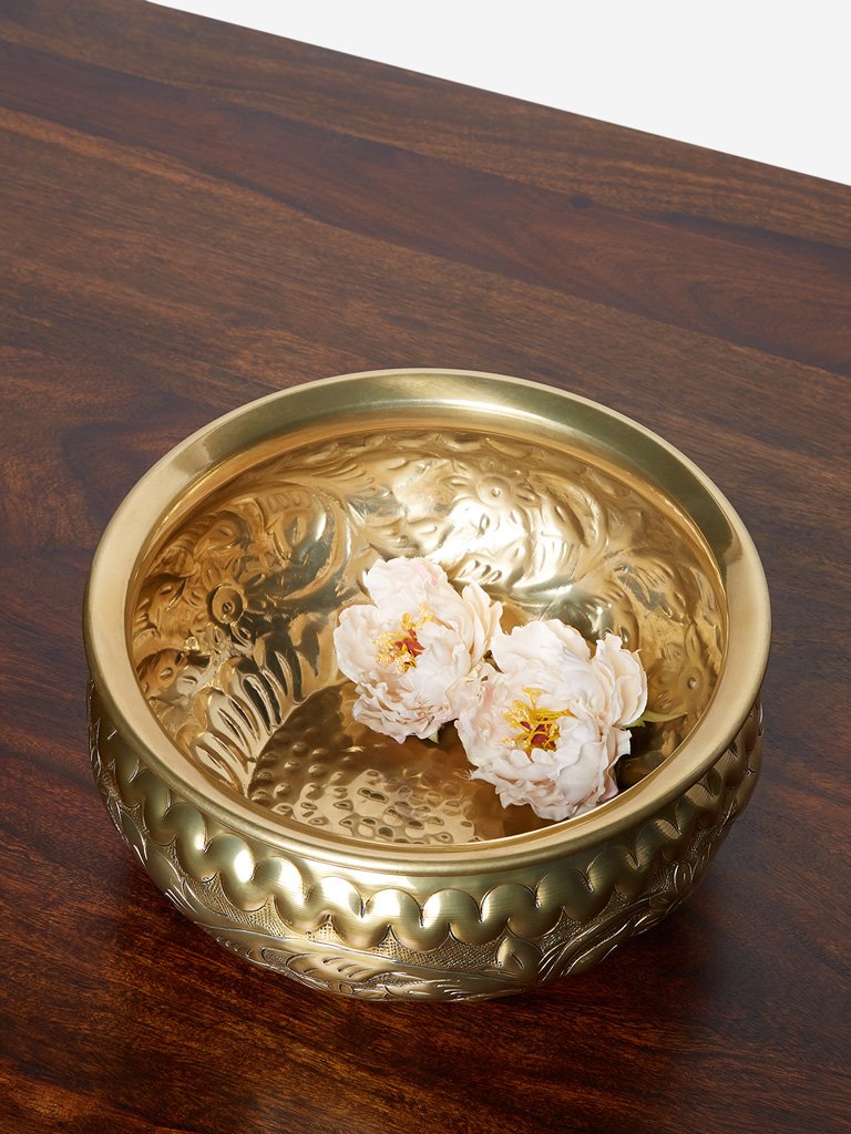 Westside Home Gold Small Etched Decorative Bowl