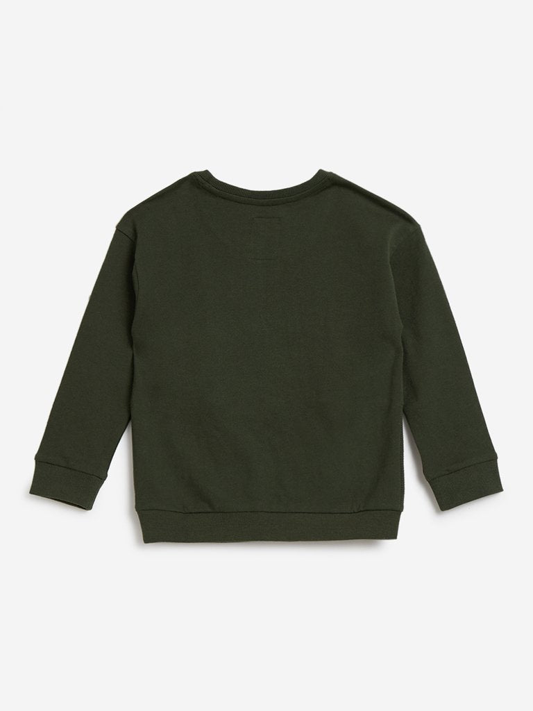 HOP Kids Khaki Text Pattern Sweatshirt
