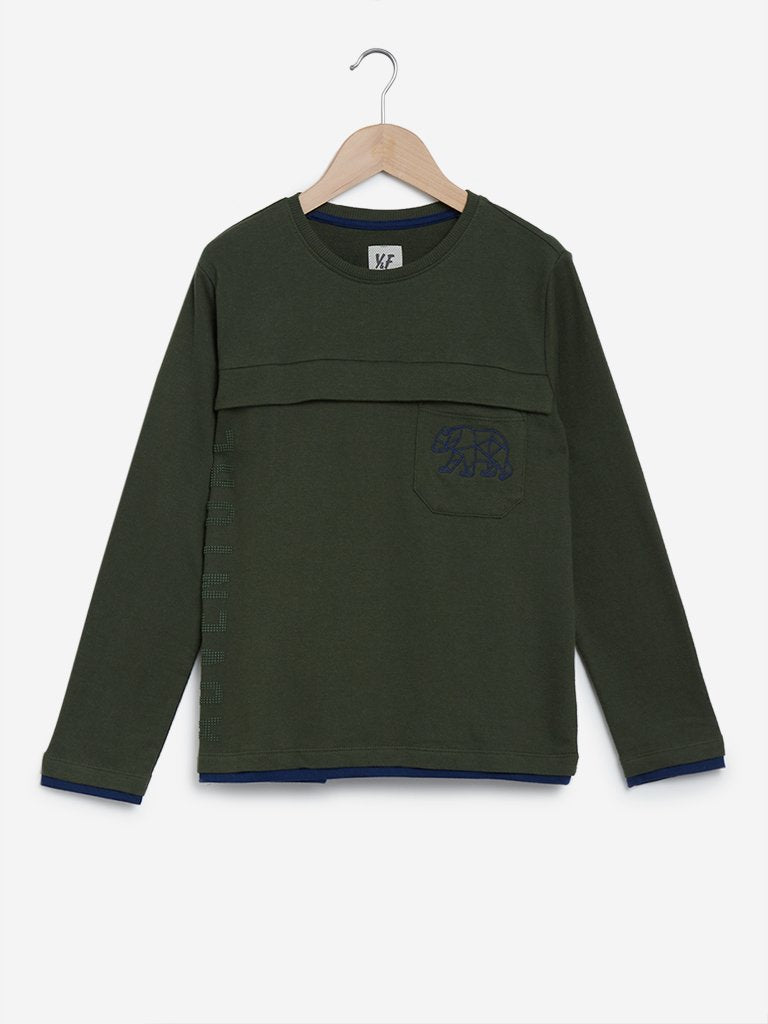 Y&F Kids Olive Crewneck Sweatshirt
