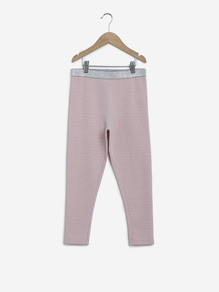 Y&F Kids Light Pink Striped Leggings