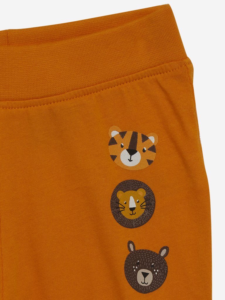 Baby HOP Orange Animal Print Joggers Set of Two