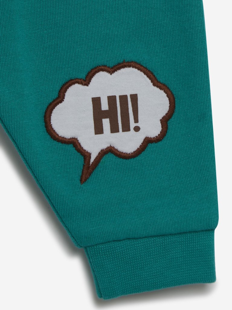 Baby HOP Teal Printed Joggers Set of Two