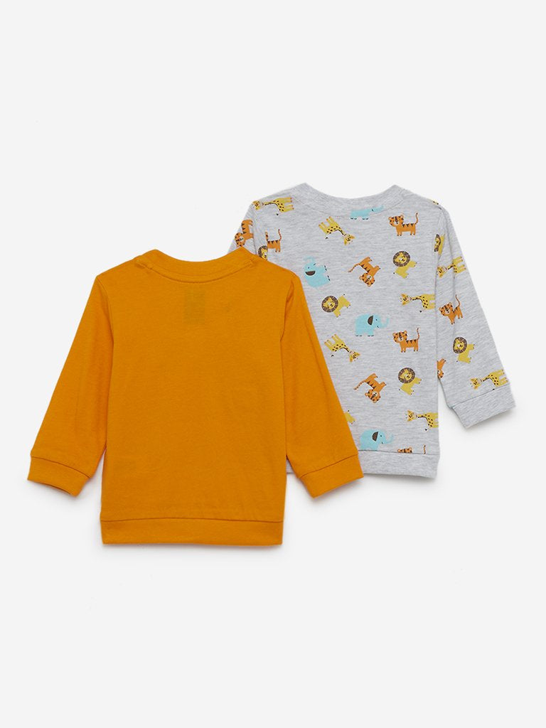 Baby HOP Orange Animal Sweatshirts Set of Two