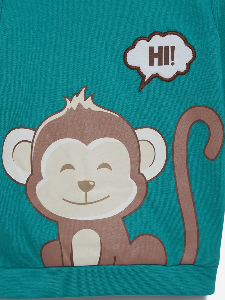 Baby HOP Teal Printed Sweatshirts Set of Two