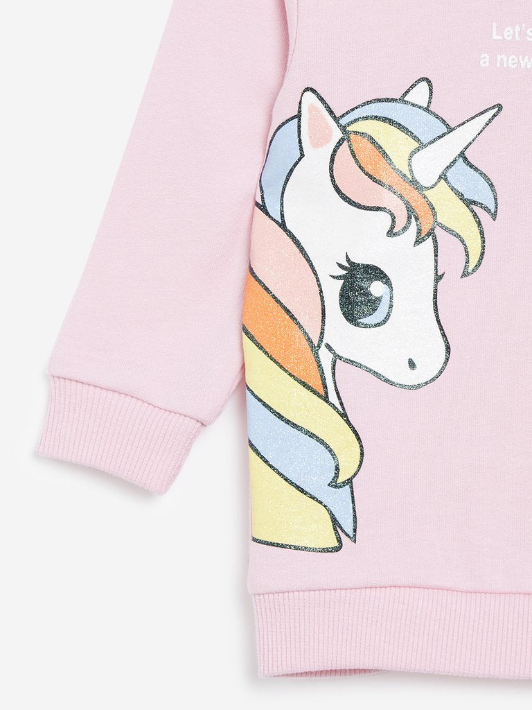 Baby HOP Light Pink Unicorn Print Sweatshirt