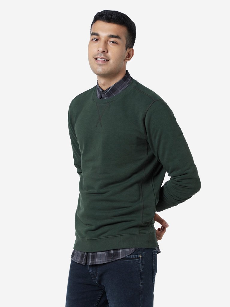 WES Casuals Olive Relaxed Fit Sweatshirt