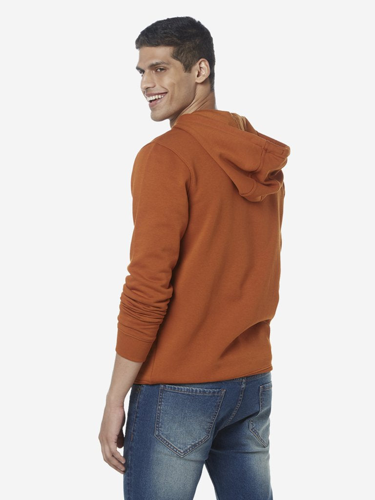 WES Casuals Rust Relaxed Fit Hood Sweatshirt