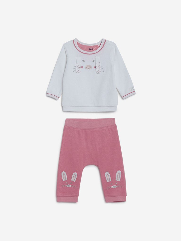 Baby HOP White Bunny T-Shirt And Pants Set