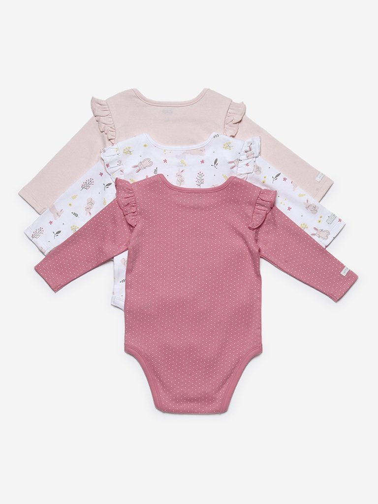 Baby HOP Pink Bunny Romper Set Of Three