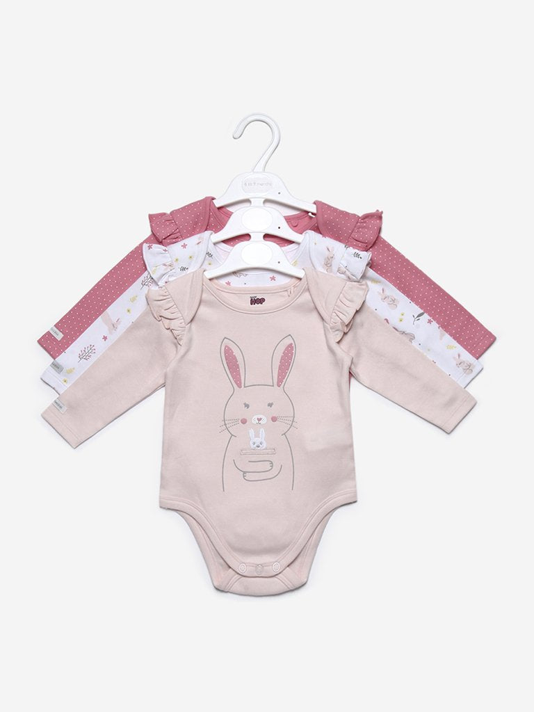 Baby HOP Pink Bunny Romper Set Of Three