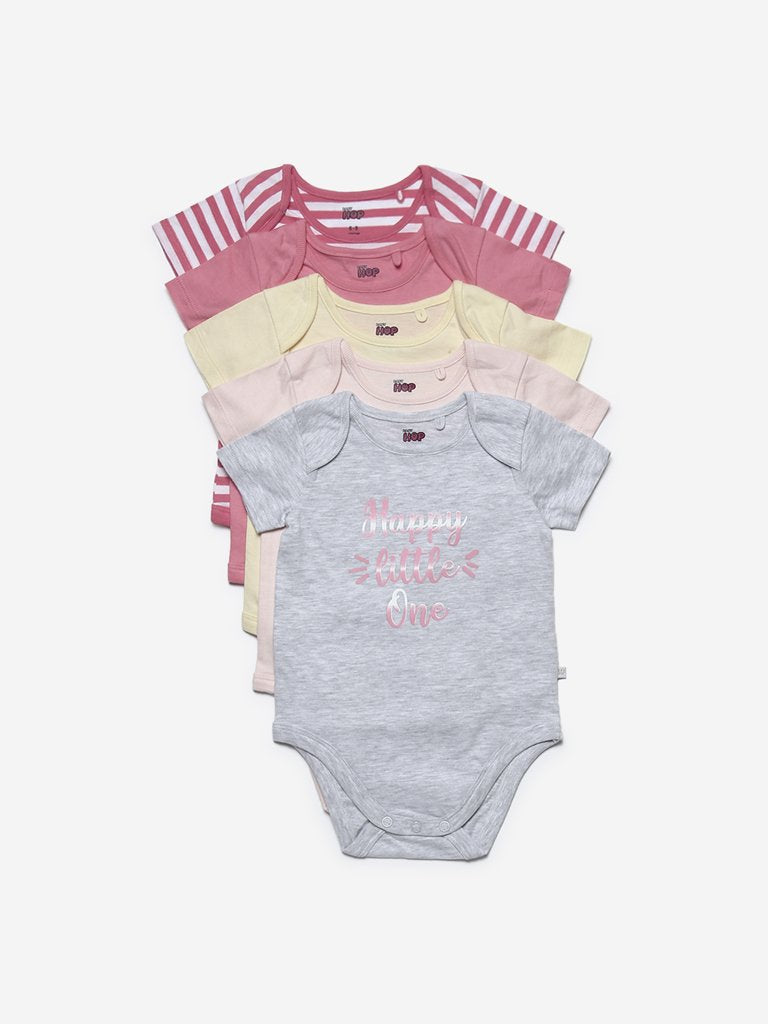 Baby HOP Pink Princess Romper Set Of Five
