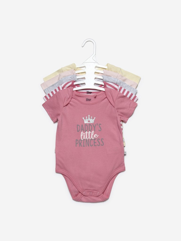Baby HOP Pink Princess Romper Set Of Five
