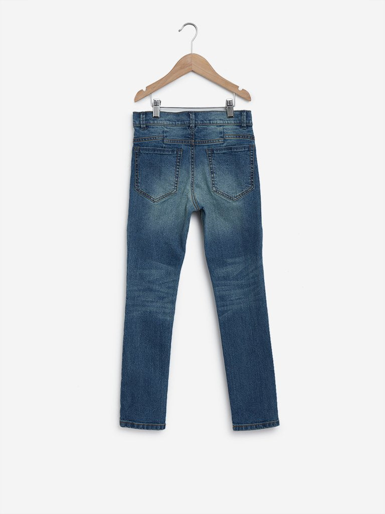 Y&F Kids Blue Zip-Detail Jeans