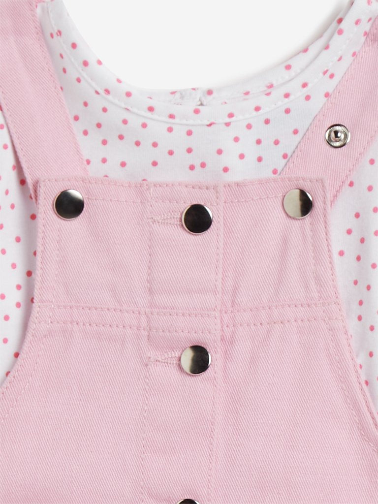 Baby HOP Light Pink T-Shirt and Pinafore Set