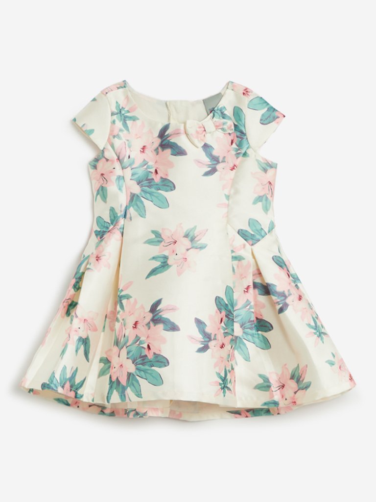 Baby HOP Off White Floral Design Dress