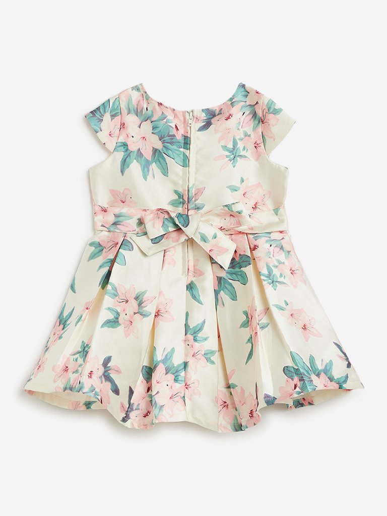 Baby HOP Off White Floral Design Dress