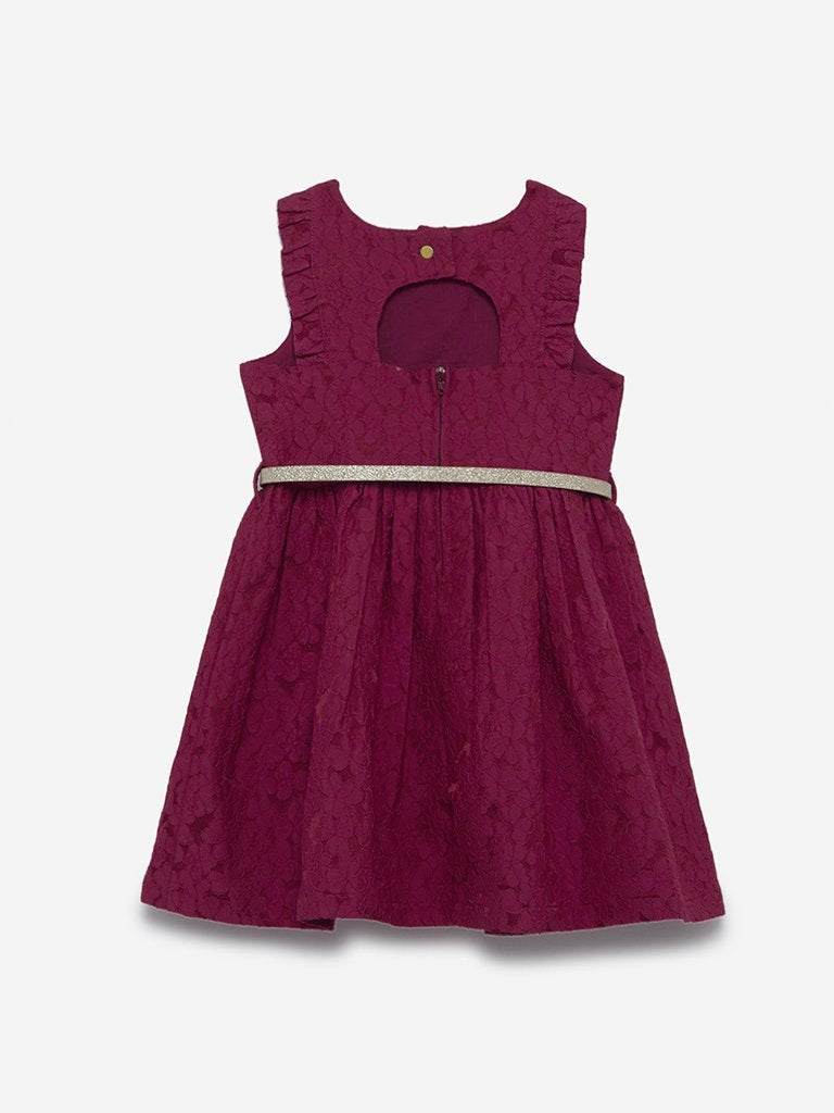 HOP Kids Raspberry Floral Dress With Belt