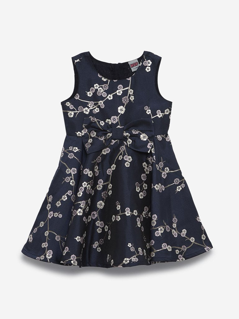 HOP Kids Navy Floral Design Andrea Dress