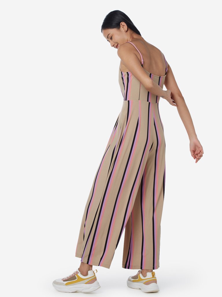 Nuon Beige Striped Nalinska Jumpsuit