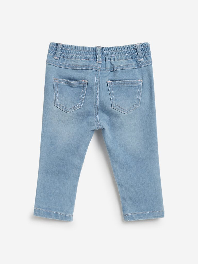 Baby HOP Blue Embroidered Unicorn Jeans