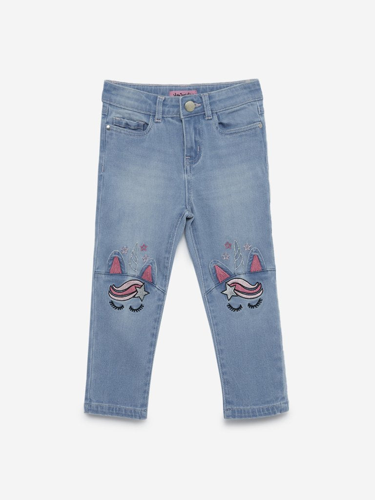 HOP Kids Blue Unicorn Pattern Jeans