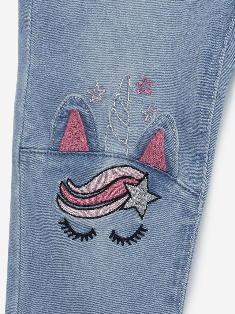 HOP Kids Blue Unicorn Pattern Jeans