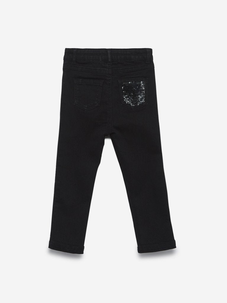 HOP Kids Black Sequinned Jeans