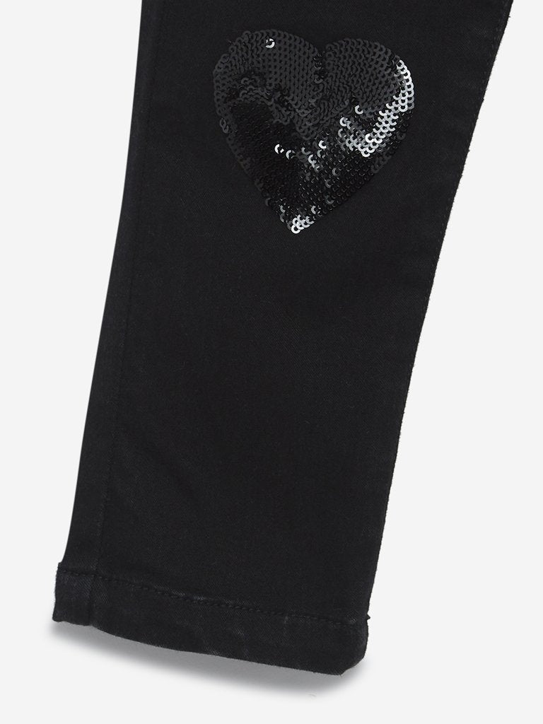 HOP Kids Black Sequinned Jeans