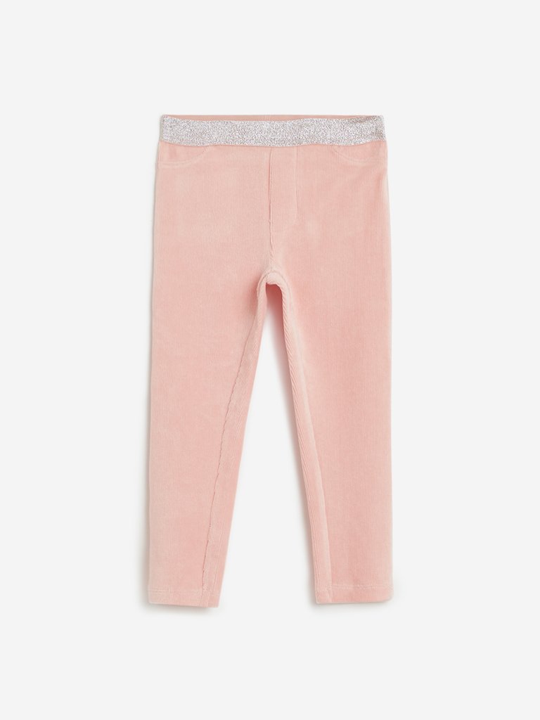HOP Kids Peach Shimmering Corduroy Leggings