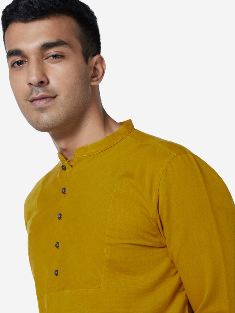 ETA Mustard Linen-Blend Resort Fit Kurta