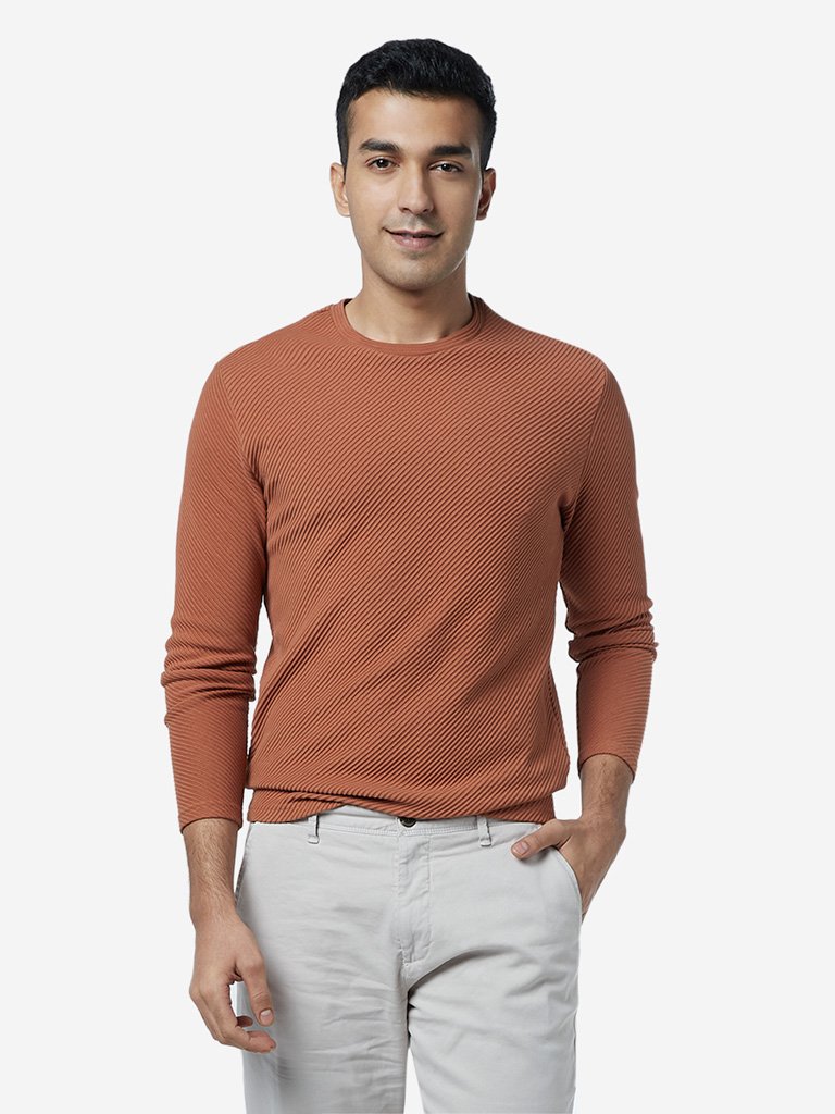 Ascot Brown Crewneck Slim Fit T-Shirt