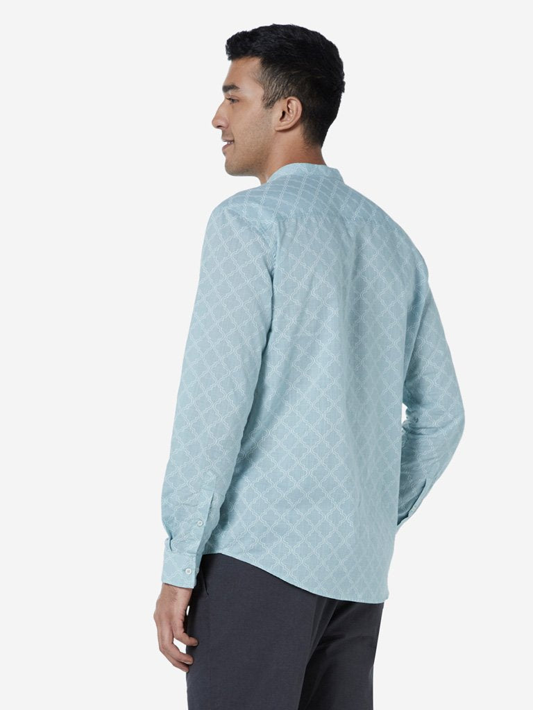 ETA Light Blue Printed Resort Fit Shirt