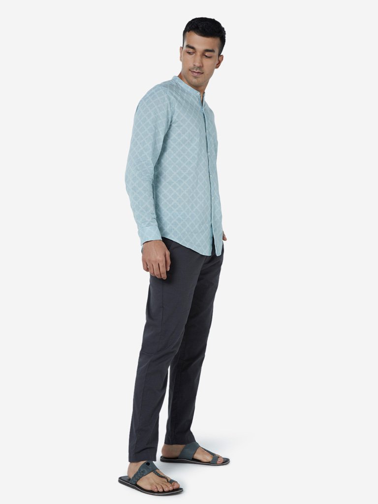 ETA Light Blue Printed Resort Fit Shirt