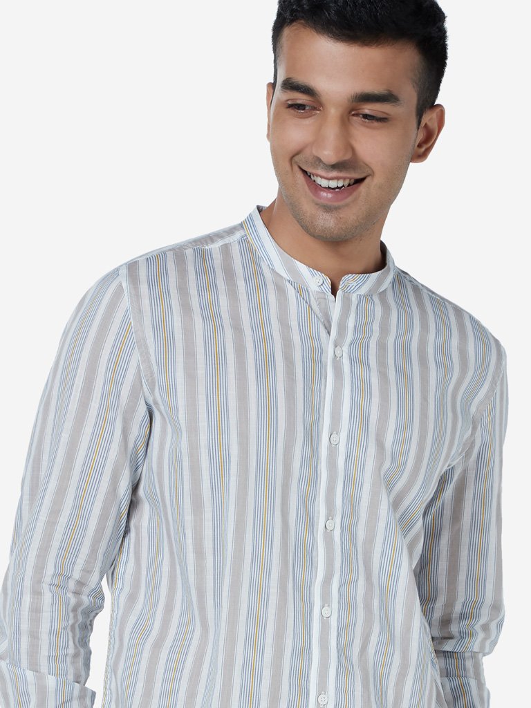 ETA Light Grey Striped Resort Fit Shirt