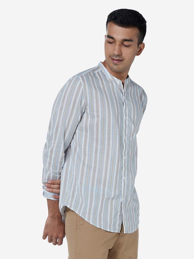 ETA Light Grey Striped Resort Fit Shirt