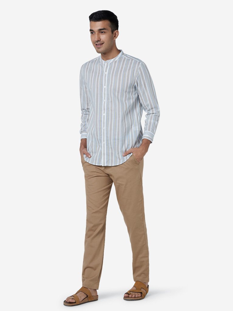 ETA Light Grey Striped Resort Fit Shirt