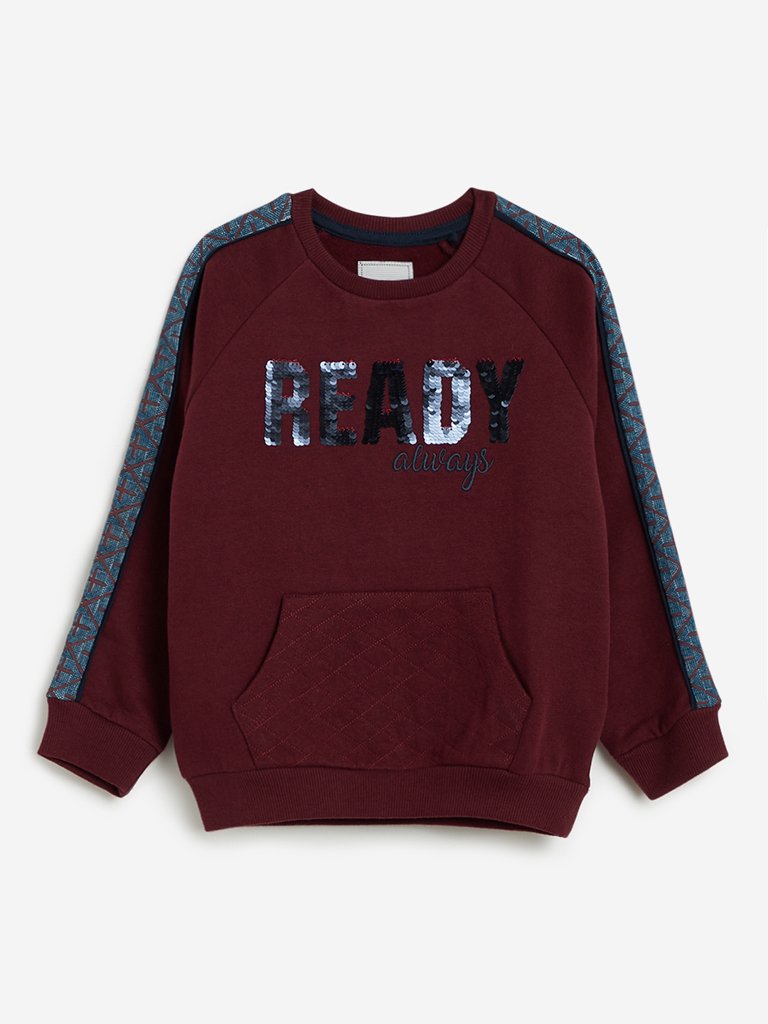HOP Kids Burgundy Sequinned Sweatshirt