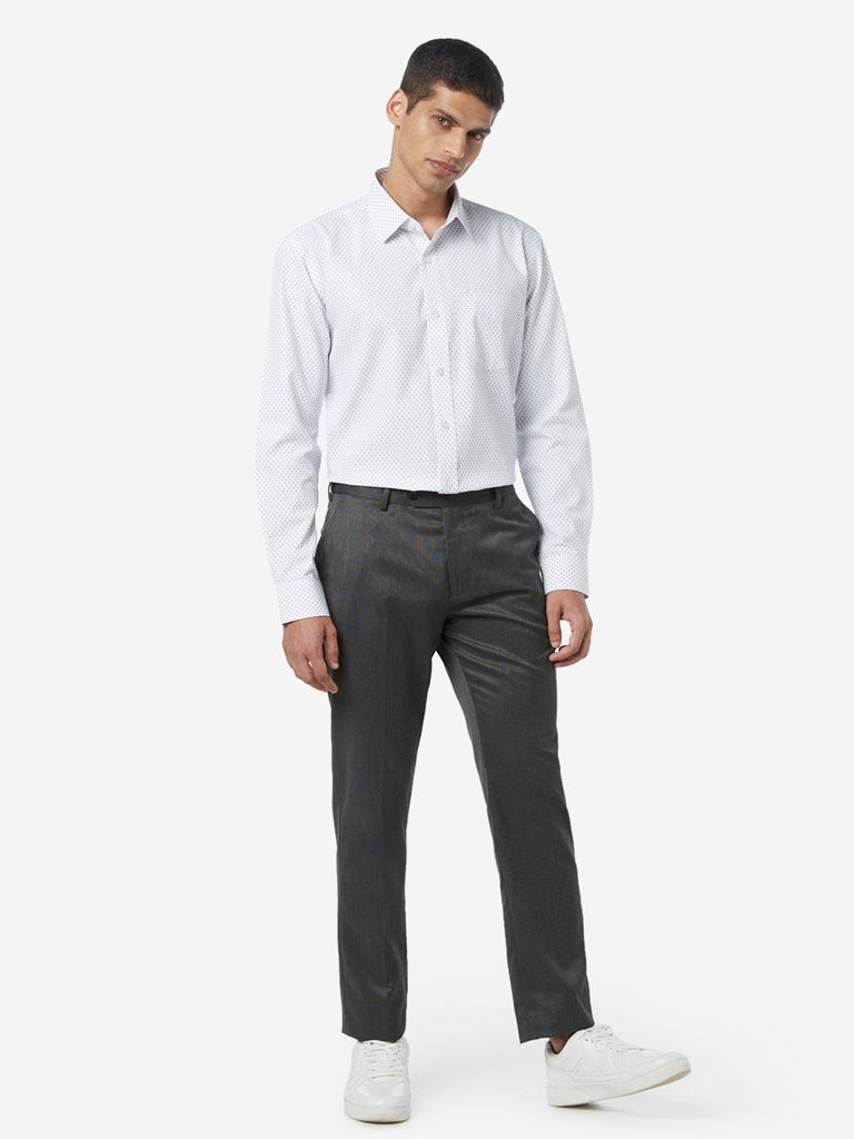 WES Formals White Printed Relaxed Fit Shirt