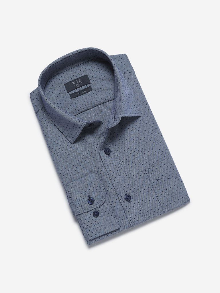 WES Formals Grey Printed Relaxed Fit Shirt